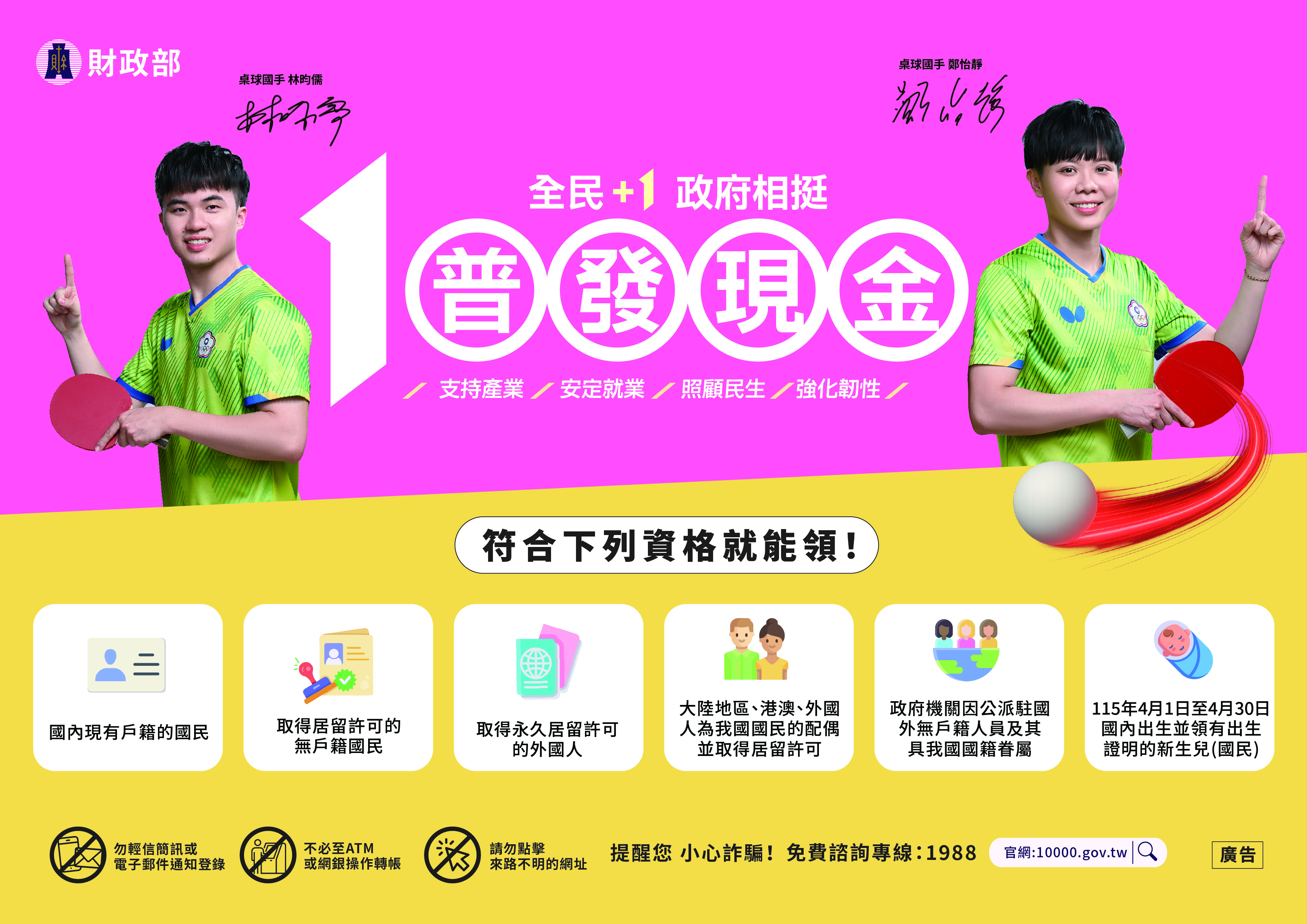 「全民+1 政府相挺」普發現金